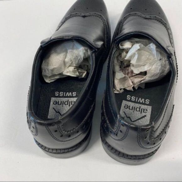 alpine swiss Basel Mens Dress Shoes Brogue Medallion Wing Tip Slip On Loafers - Picture 5 of 9